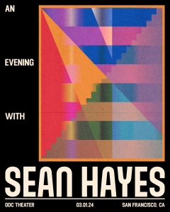 A poster for an evening with sean hayes.