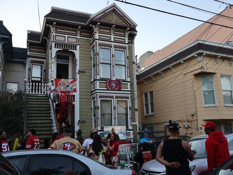 A house decorated with 49ers memorabilia