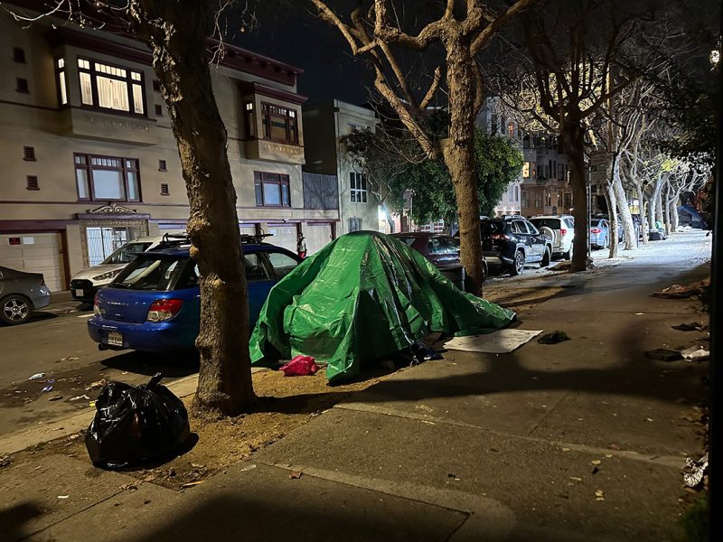 Green tent on the Street