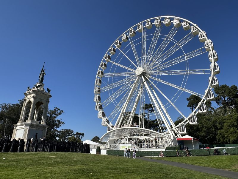 The SkyStar ferris wheel in Golden Gate Park, standing 150 feet in the air.