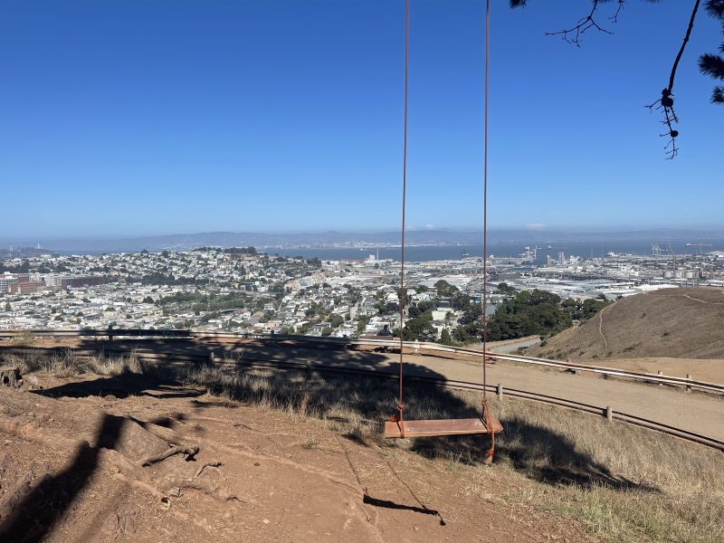 The Bernal Heights swing faces expansive views of the bay.