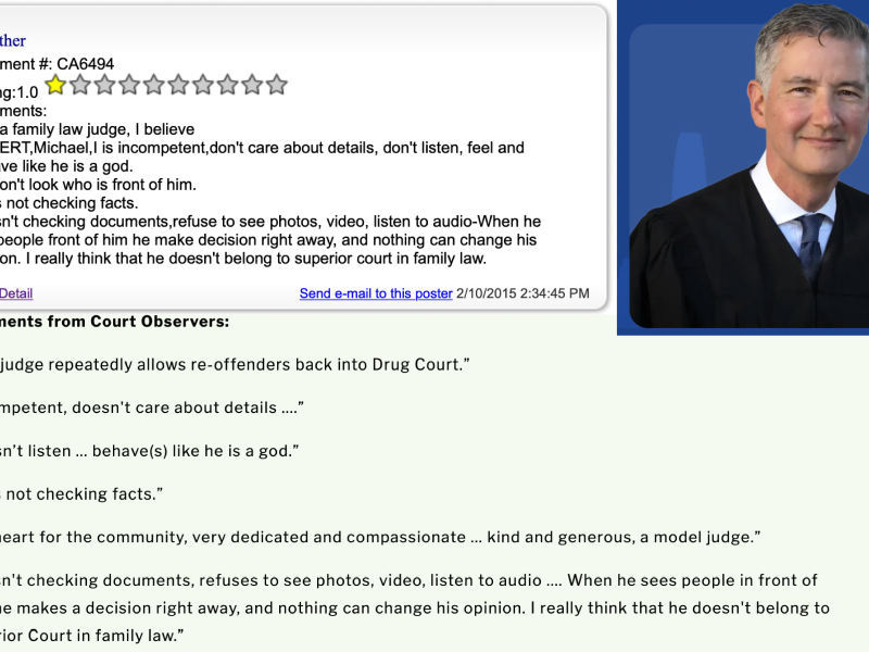 A screen shot of a page with a picture of a judge.