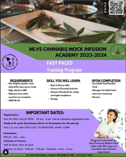 A flyer for the mvs cannabis kick induction academy.