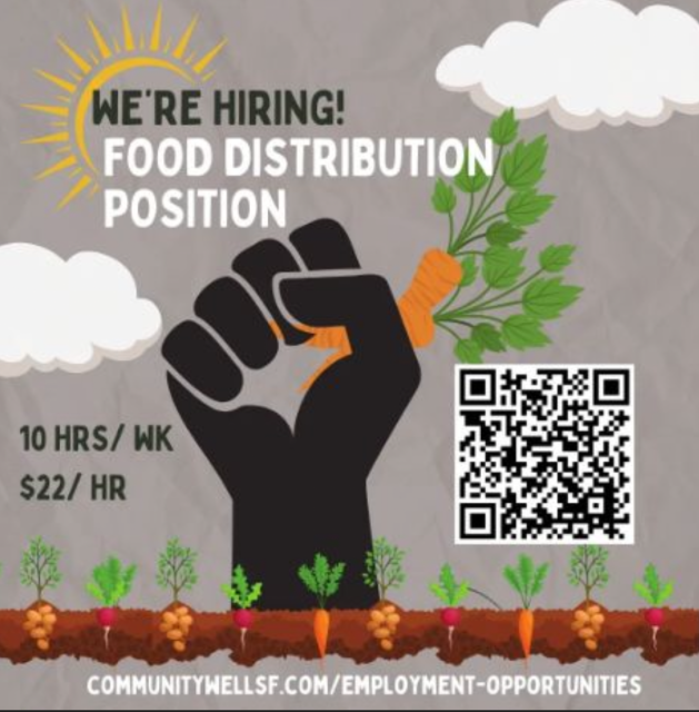 A flyer with the words we're hiring food distribution position.