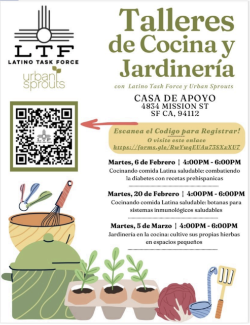 Talleres de cocina y jardinera flyer.