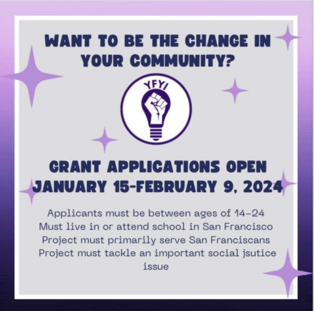 Grant applications open january - february 2020.