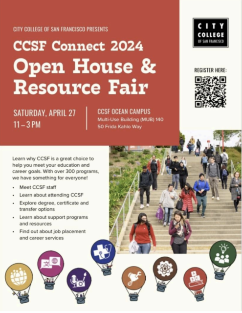 A flyer for the csf connect open house and resource fair.