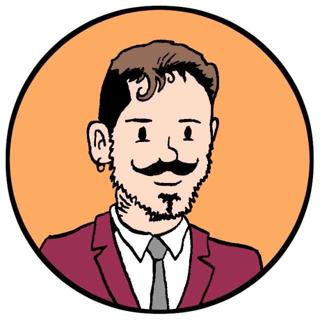 A cartoon image of a man with a mustache.