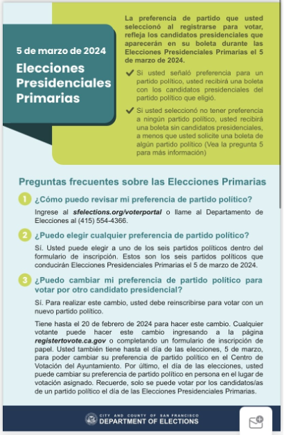 A flyer for the elections in spanish.