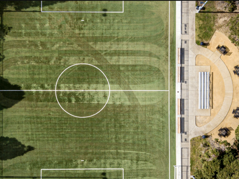 An aerial view of Garfield Park