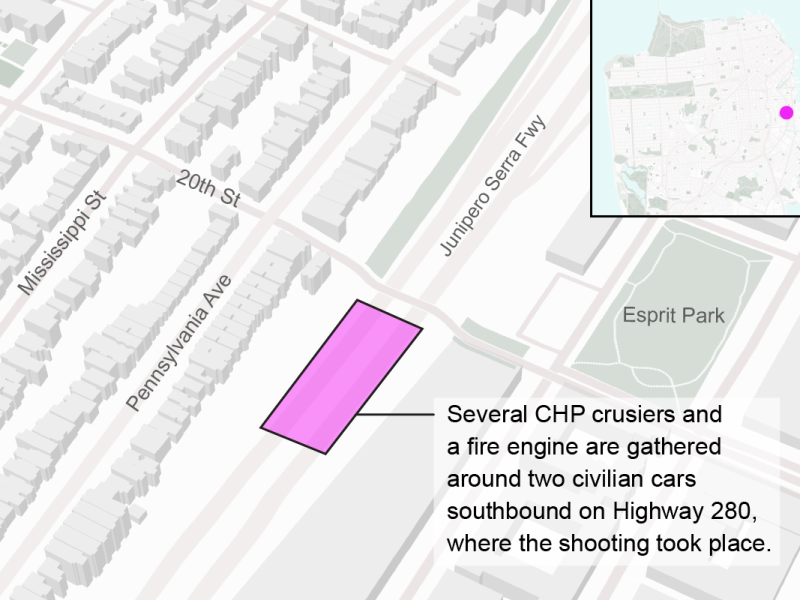A map showing the location of the San Francisco CHP (California Highway Patrol).