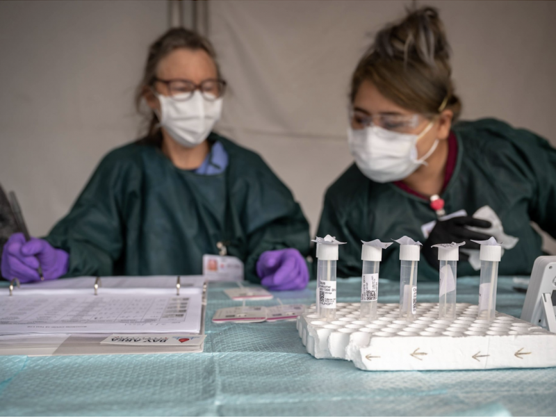 Women at the 24th and Capp testing and vaccine site